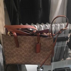 Coach Tan and Brown Signature Shoulder Bag